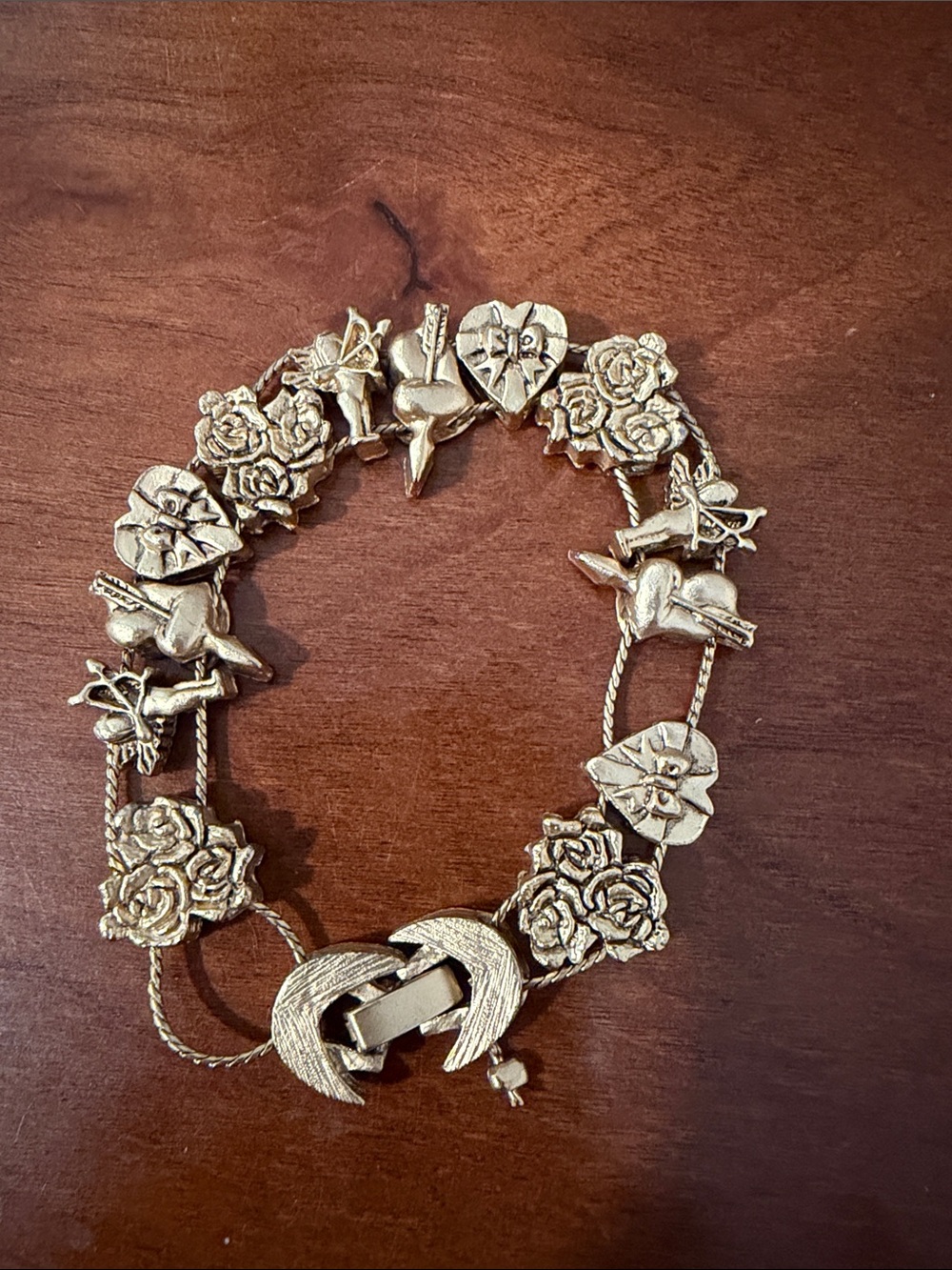 Gold Tone Floral and Dove slider Bracelet - Women Jewelry